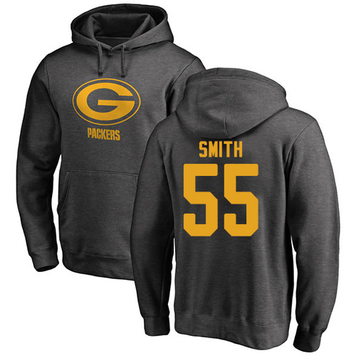 Men Green Bay Packers Ash #55 Smith Za Darius One Color Nike NFL Pullover Hoodie Sweatshirts